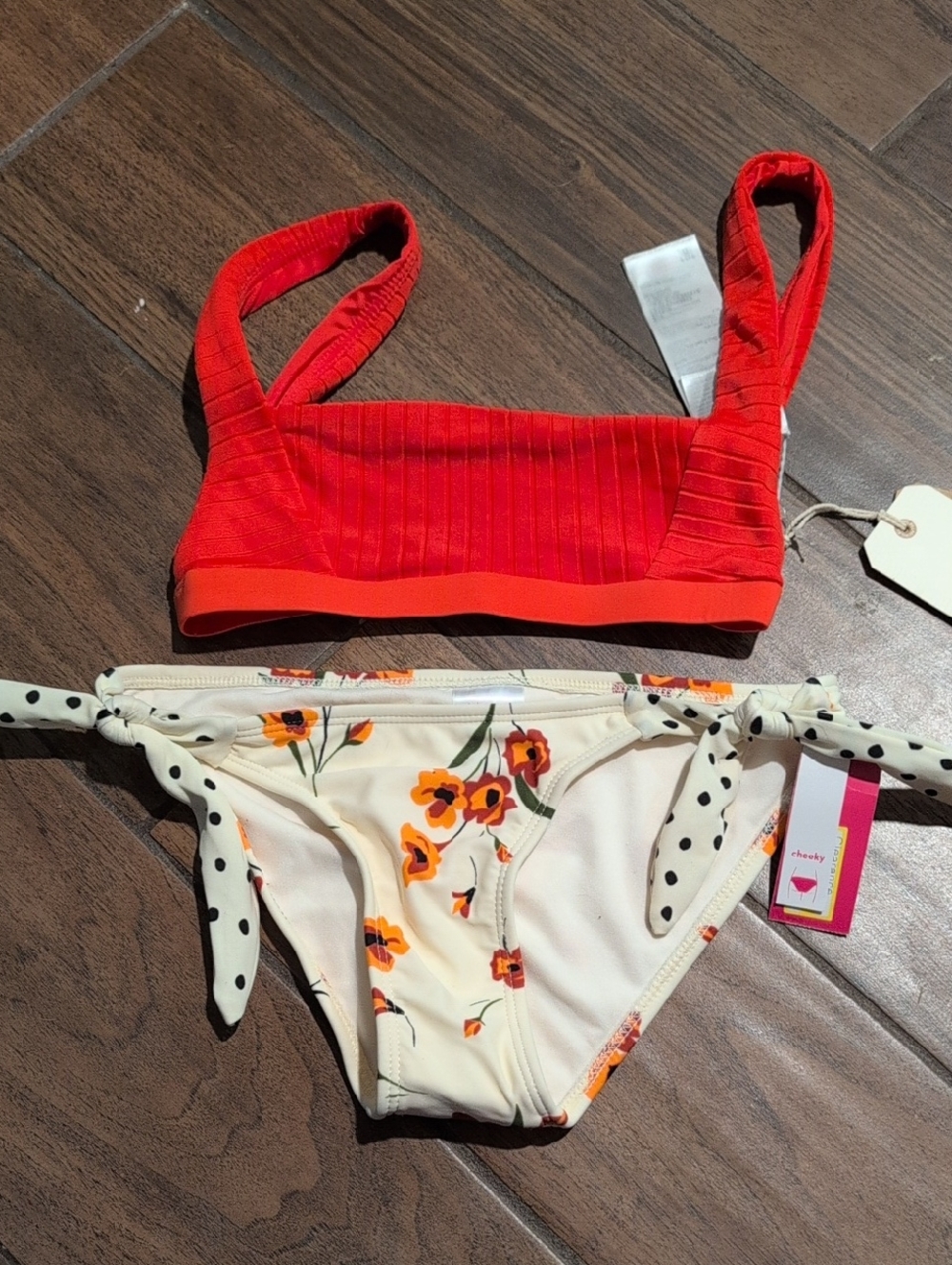 NWT Billabong S XS neon orange red Swimsuit